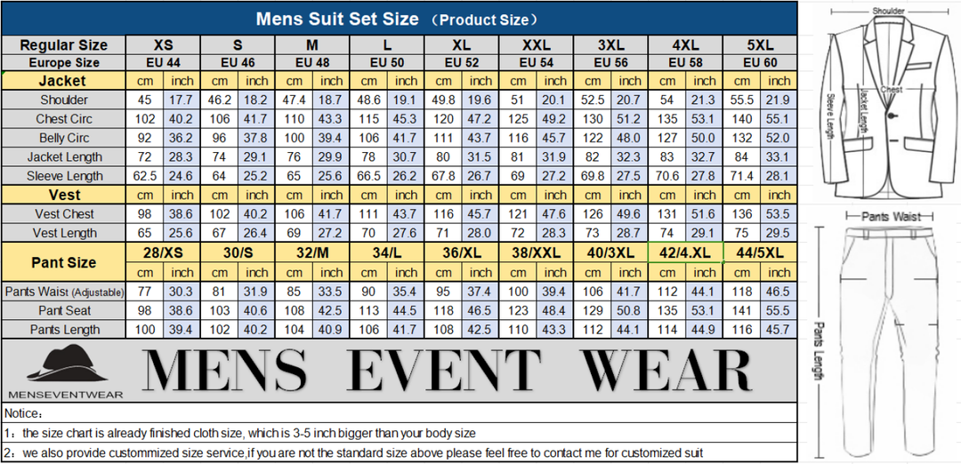 2 Piece Men's Suit Solid Color Notched Wedding Lapel (Blazer + Pants) mens event wear