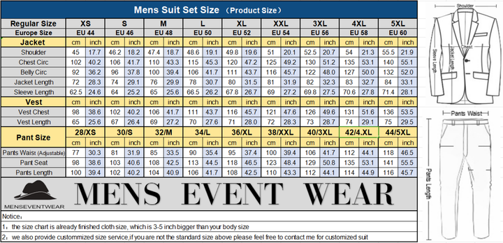 2 Piece Men's Suit Solid Color Notched Wedding Lapel (Blazer + Pants) mens event wear