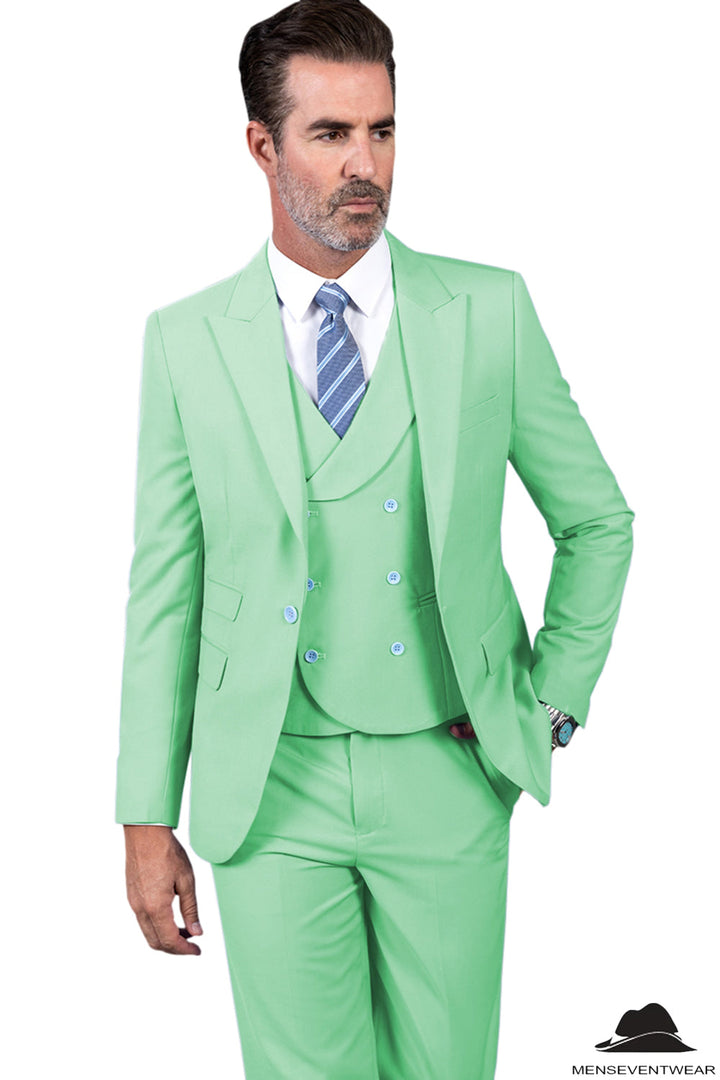 3 Piece Mens Suit Slim Fit Solid Peak lapel Suit (Blazer+Vest+Pants) mens event wear