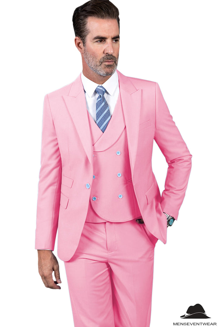 3 Piece Mens Suit Slim Fit Solid Peak lapel Suit (Blazer+Vest+Pants) mens event wear