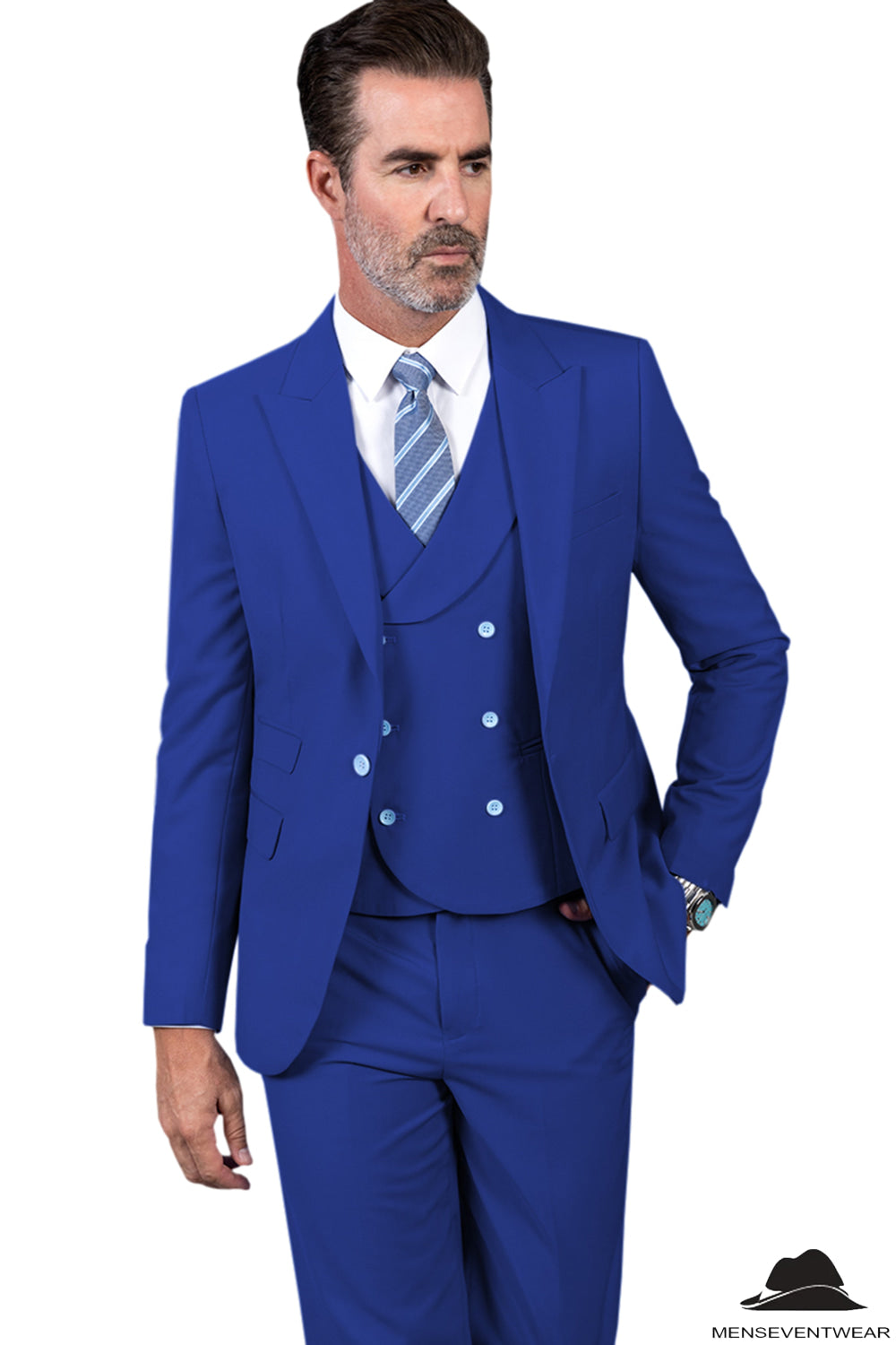 3 Piece Mens Suit Slim Fit Solid Peak lapel Suit (Blazer+Vest+Pants) mens event wear