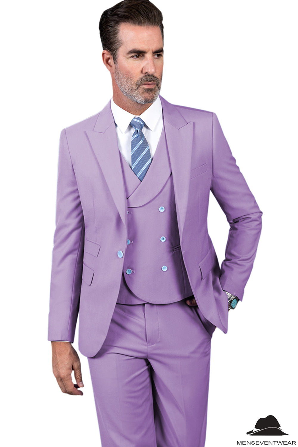 3 Piece Mens Suit Slim Fit Solid Peak lapel Suit (Blazer+Vest+Pants) mens event wear