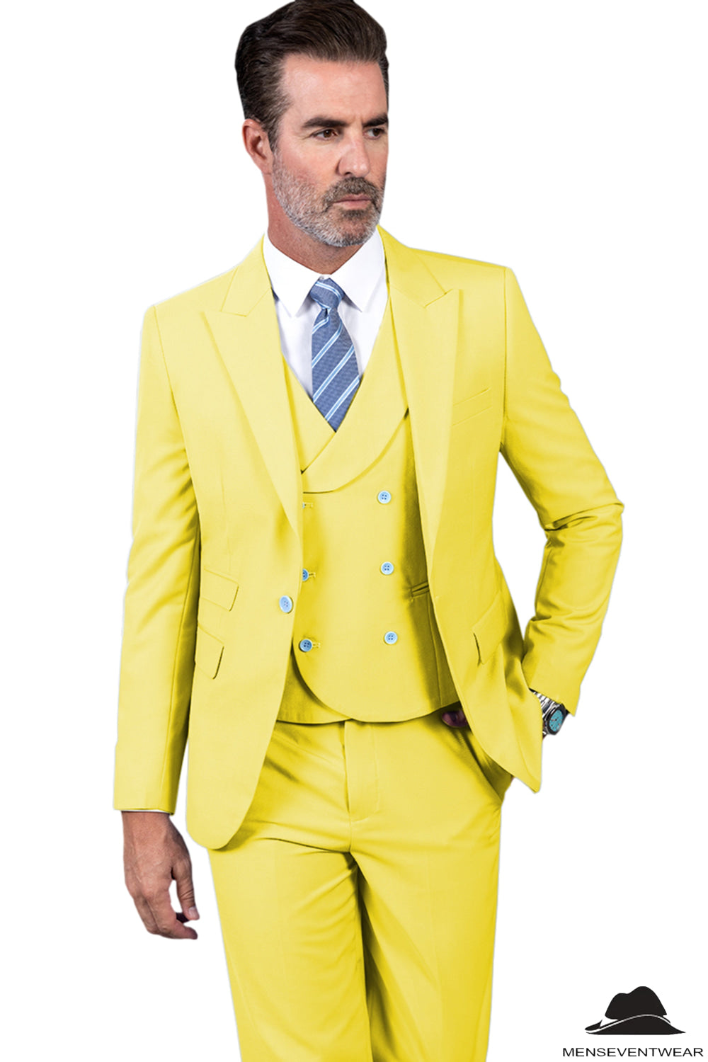 3 Piece Mens Suit Slim Fit Vest Solid Peak lapel Suit (Blazer+Vest+Pants) mens event wear