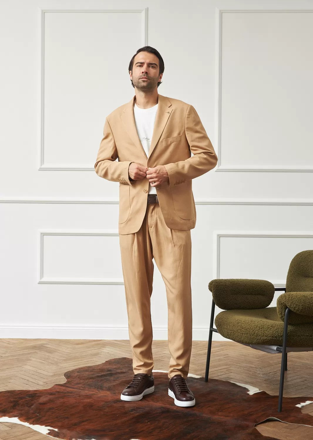 Business 2 Piece Men's Suit Flat Notched Wedding Lapel (Blazer + Pants) mens event wear