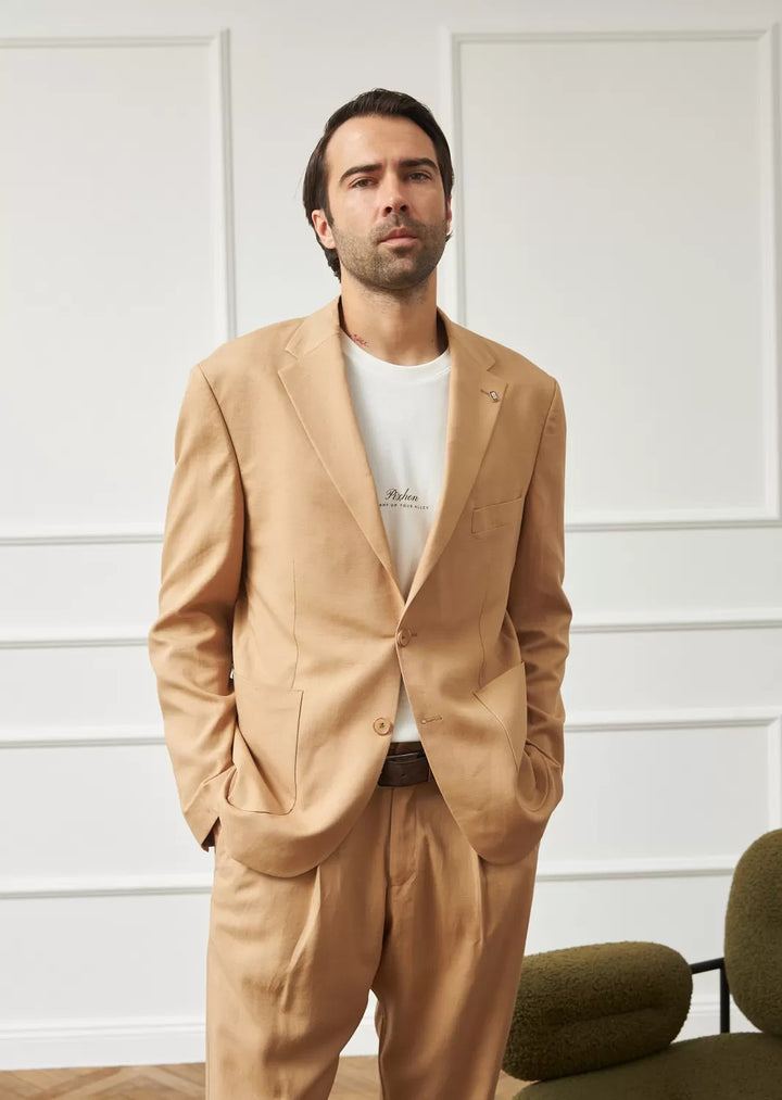 Business 2 Piece Men's Suit Flat Notched Wedding Lapel (Blazer + Pants) mens event wear