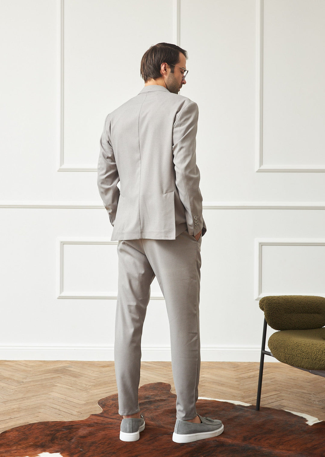 Business 2 Piece Men's Suit Flat Notched Wedding Lapel (Blazer + Pants) mens event wear