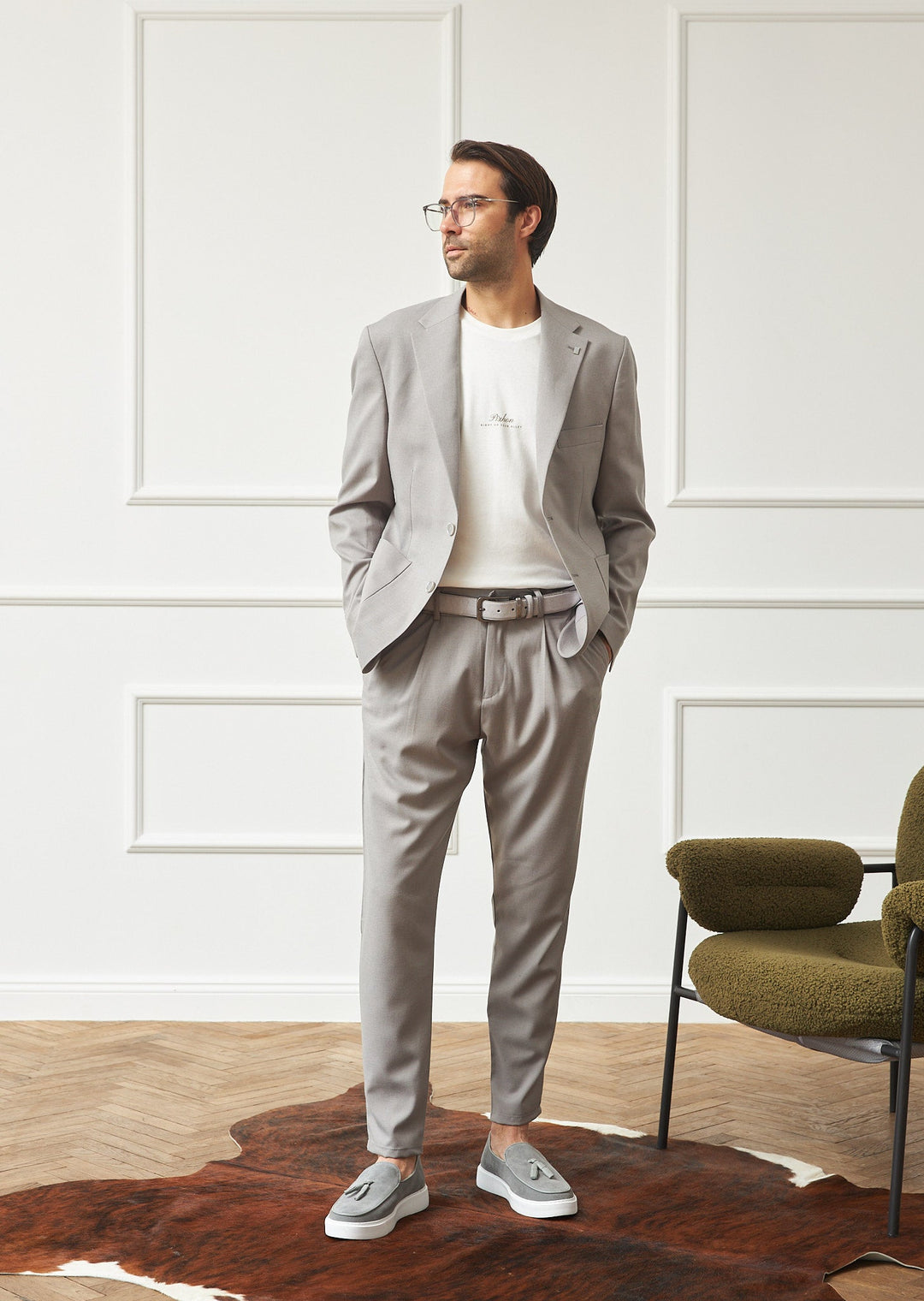 Business 2 Piece Men's Suit Flat Notched Wedding Lapel (Blazer + Pants) mens event wear