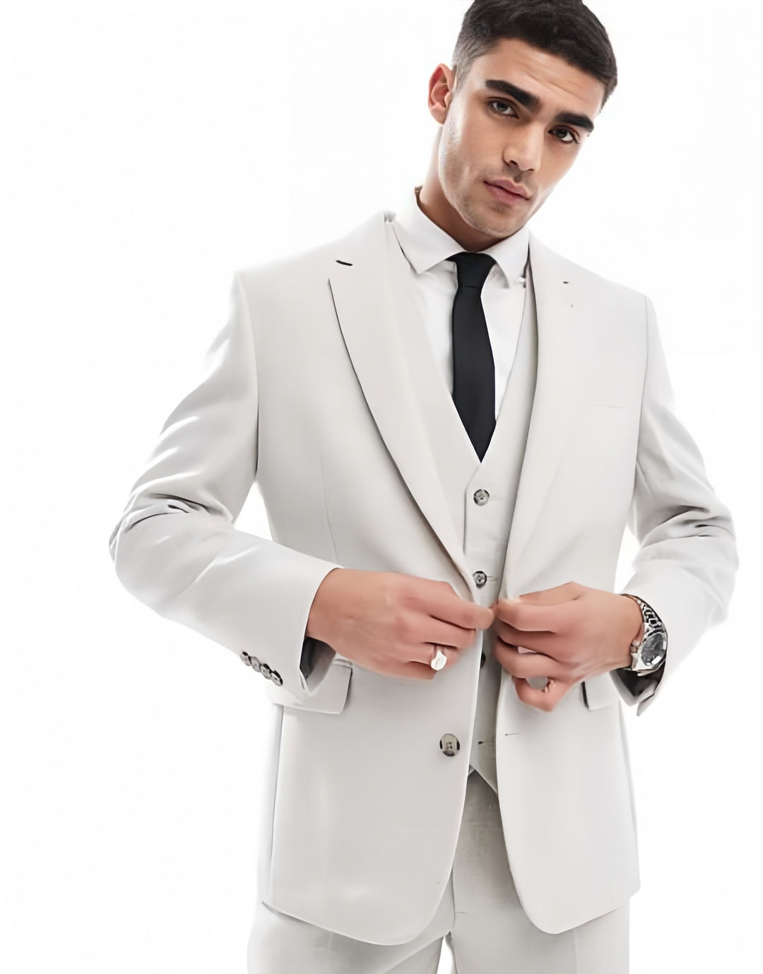 Business Men's 3 Pieces Flat Notch Lapel Tuxedos For Party (Blazer+vest+Pants) mens event wear