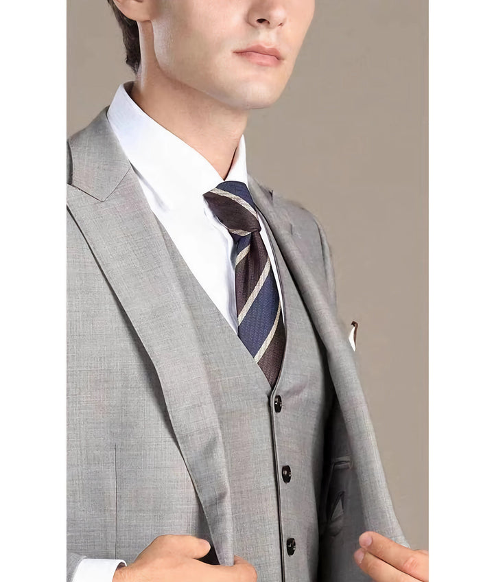 Business Men's 3 Pieces Mens Suit Peak Lapel Solid Tuxedos (Blazer+vest+Pants) mens event wear