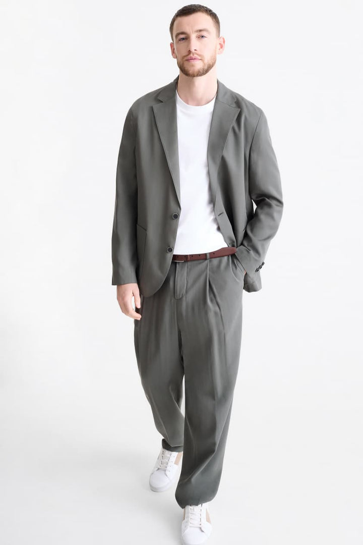 Casual 2 Piece Men's Suit Flat Notched Wedding Lapel (Blazer + Pants) mens event wear