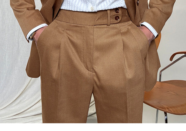 Casual 2 Piece Men's Suit Flat Peak Lapel For Wedding (Blazer + Pants) mens event wear