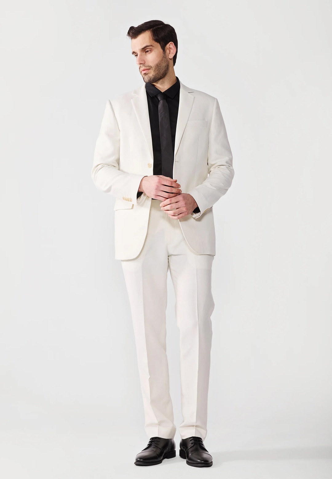 Casual 2 Pieces Mens Suit Flat Linen Notch Lapel Suit (Blazer + Pants) mens event wear