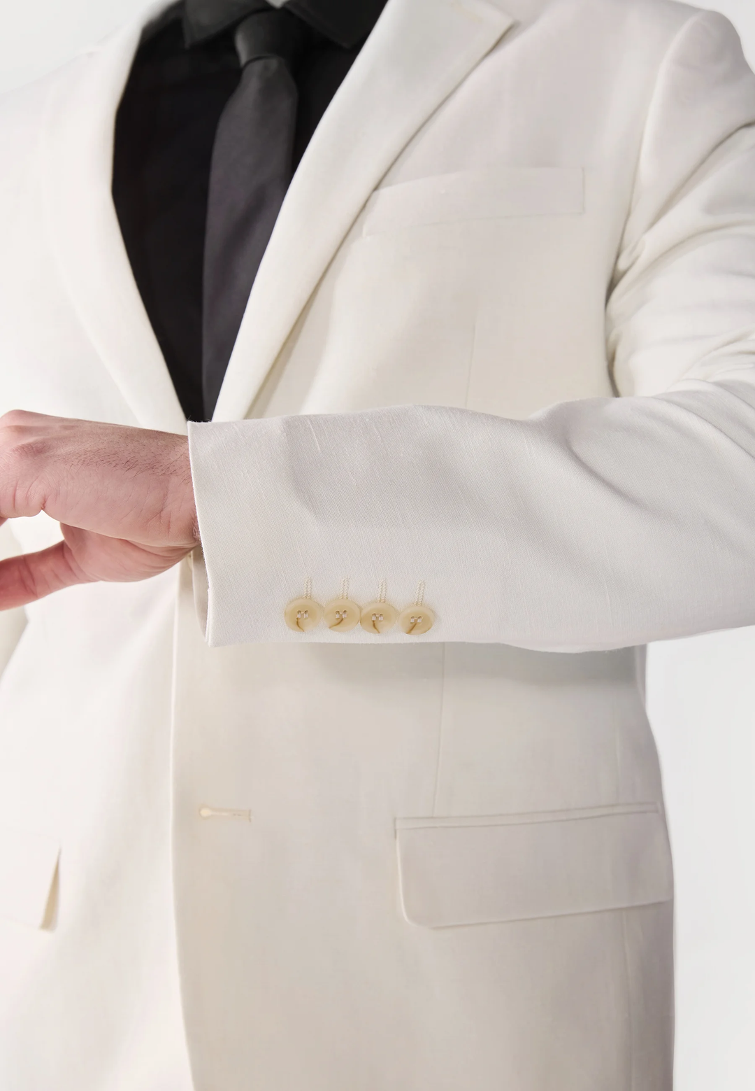 Casual 2 Pieces Mens Suit Flat Linen Notch Lapel Suit (Blazer + Pants) mens event wear