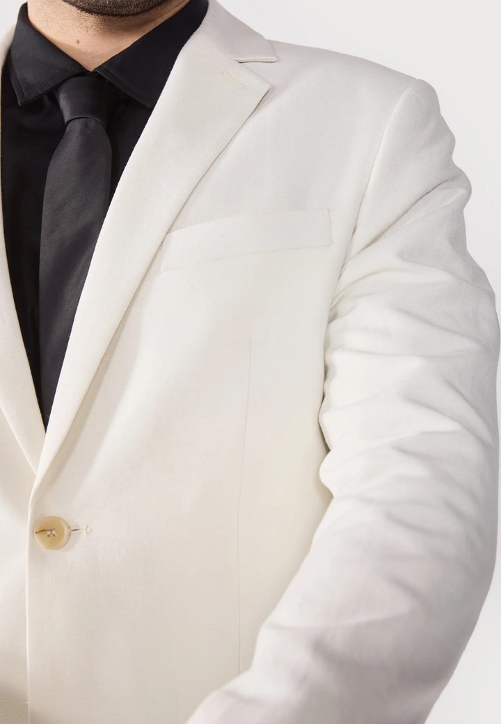 Casual 2 Pieces Mens Suit Flat Linen Notch Lapel Suit (Blazer + Pants) mens event wear