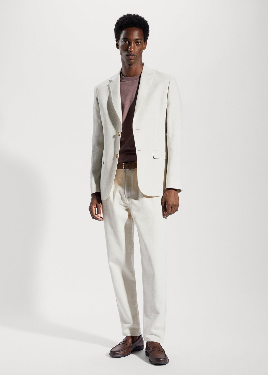 Casual 2 Pieces Mens Suit Flat Linen Notch Lapel Suit (Blazer + Pants) mens event wear