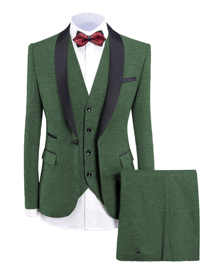 Casual Men's 3-Pieces Mens Suit Shawl Lapel Tuxedos (Blazer+vest+Pants) mens event wear