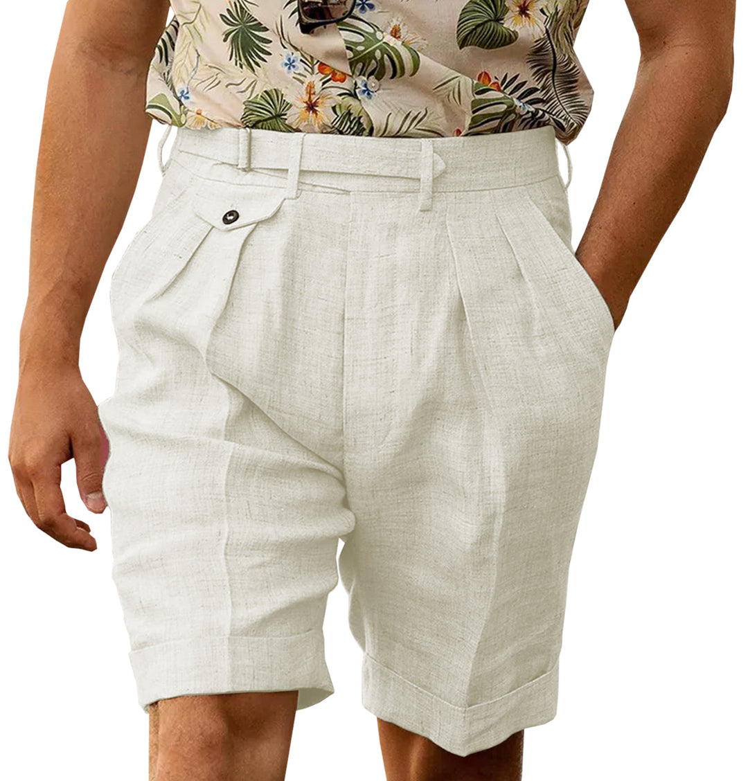 Casual Men's Short Pants Cotton Linen For Wedding mens event wear