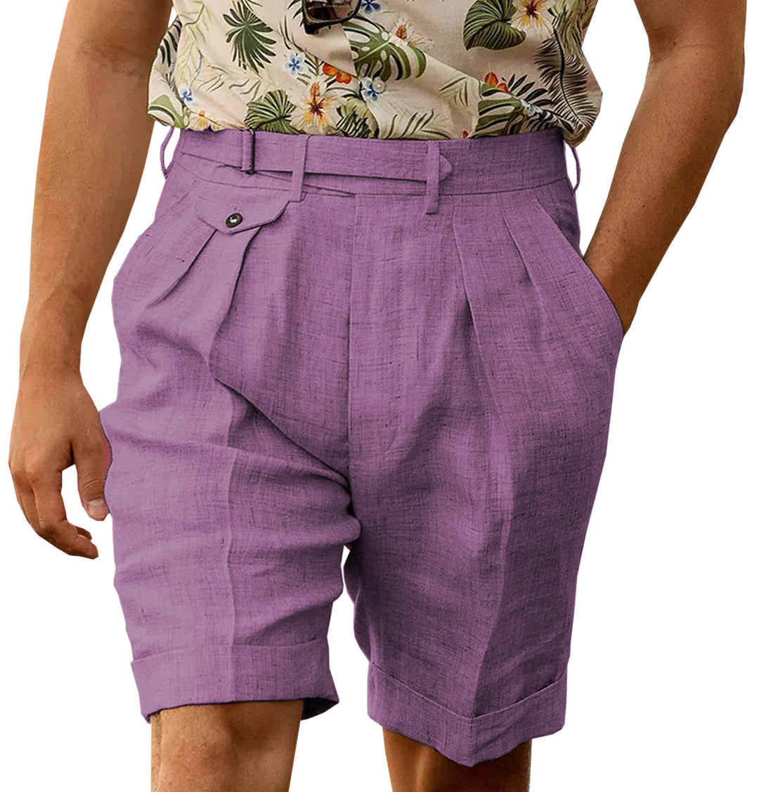 Casual Men's Short Pants Cotton Linen For Wedding mens event wear