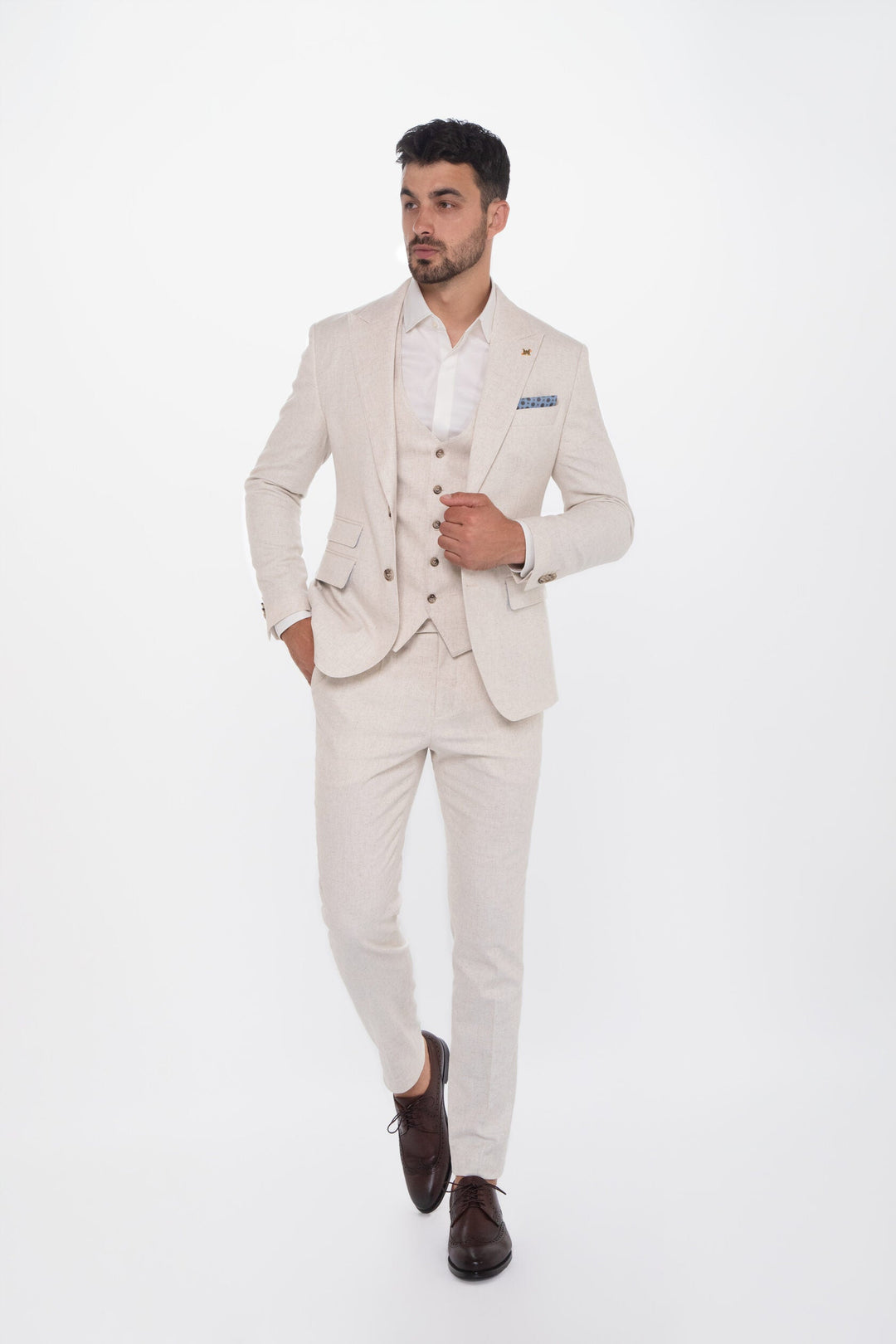 Casual Men's Three-Piece Peak Lapel Wedding Suit for Men (Blazer + Vest + Pants) mens event wear