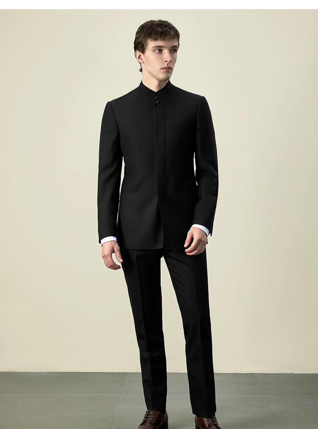Classic 2 Piece Men's Slim Fit Solid Color Stand Collar Wedding Suit (Blazer+Pants) mens event wear