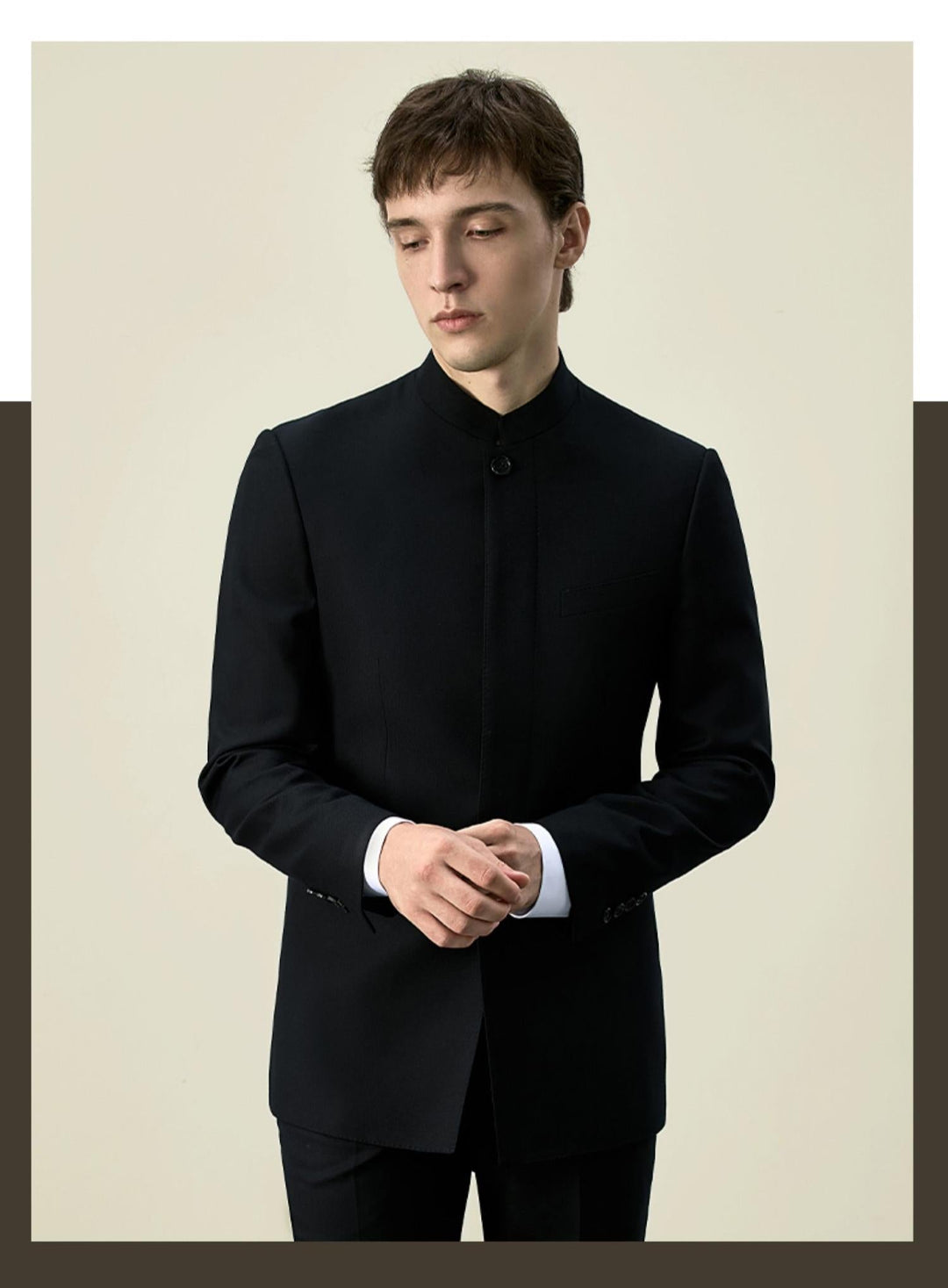 Classic 2 Piece Men's Slim Fit Solid Color Stand Collar Wedding Suit (Blazer+Pants) mens event wear