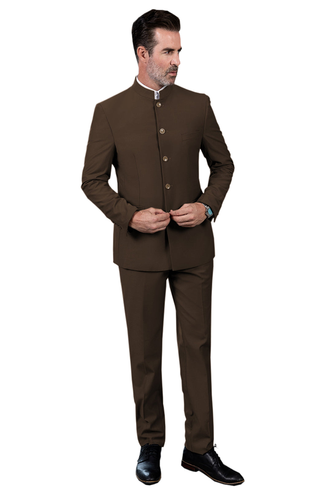 Classic 2 Piece Men's Slim Fit Solid Color Stand Collar Wedding Suit (Blazer+Pants) mens event wear