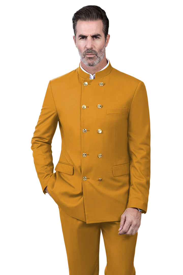 Classic 2 Piece Men's Slim Fit Solid Color Stand Collar Wedding Suit (Blazer+Pants) mens event wear