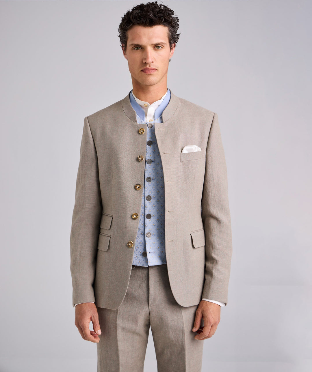 Classic 3 Piece Men's Slim Fit Solid Color Stand Collar Wedding Suit (Blazer+vest+Pants) mens event wear