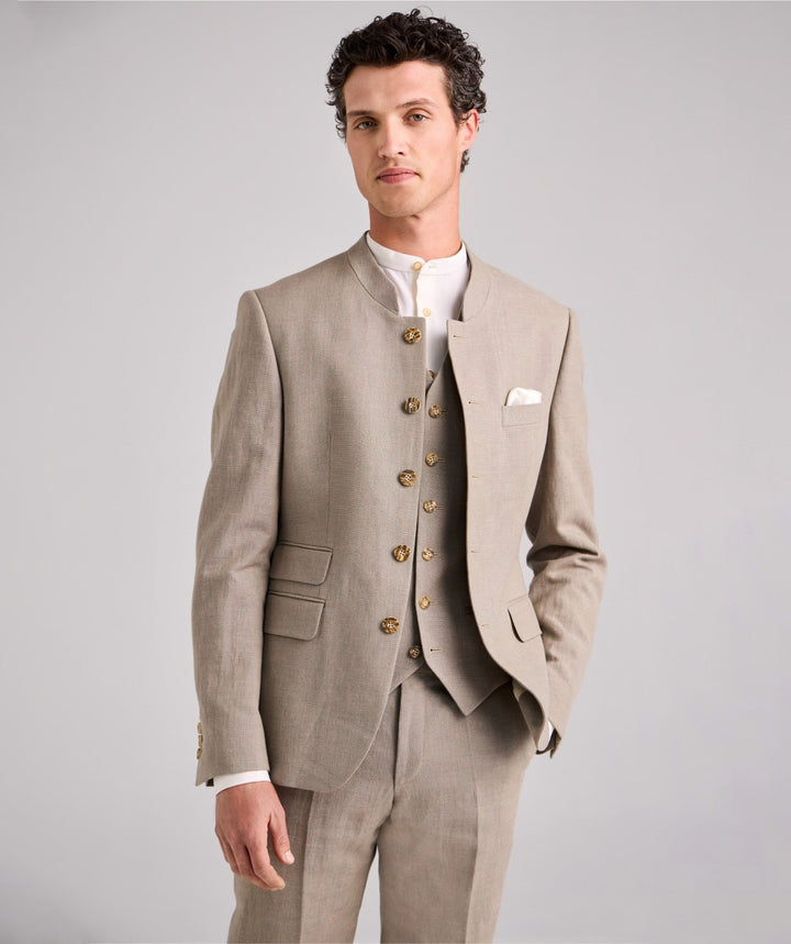 Classic 3 Piece Men's Slim Fit Solid Color Stand Collar Wedding Suit (Blazer+vest+Pants) mens event wear