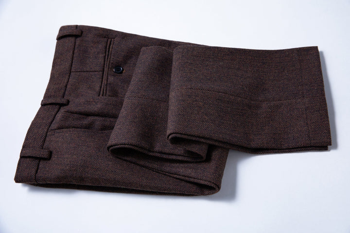 Classic 3 Pieces Mens Suit Herringbone Tweed Peak Lapel Tuxedos (Blazer+vest+Pants) mens event wear