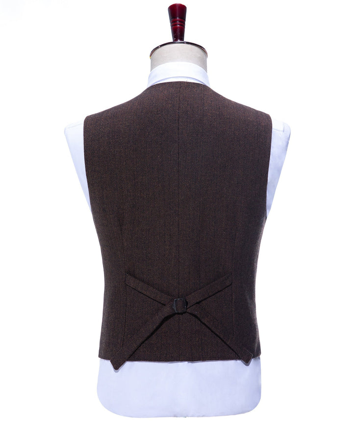 Classic 3 Pieces Mens Suit Herringbone Tweed Peak Lapel Tuxedos (Blazer+vest+Pants) mens event wear