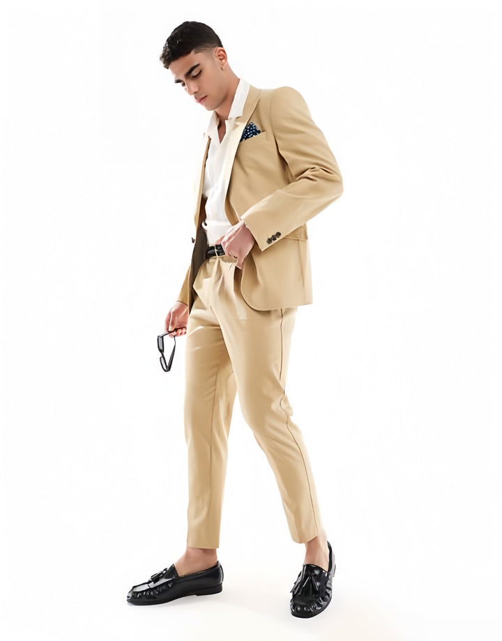 Fashion 2 Piece Men's Suit Flat Peak Wedding Lapel (Blazer + Pants) mens event wear