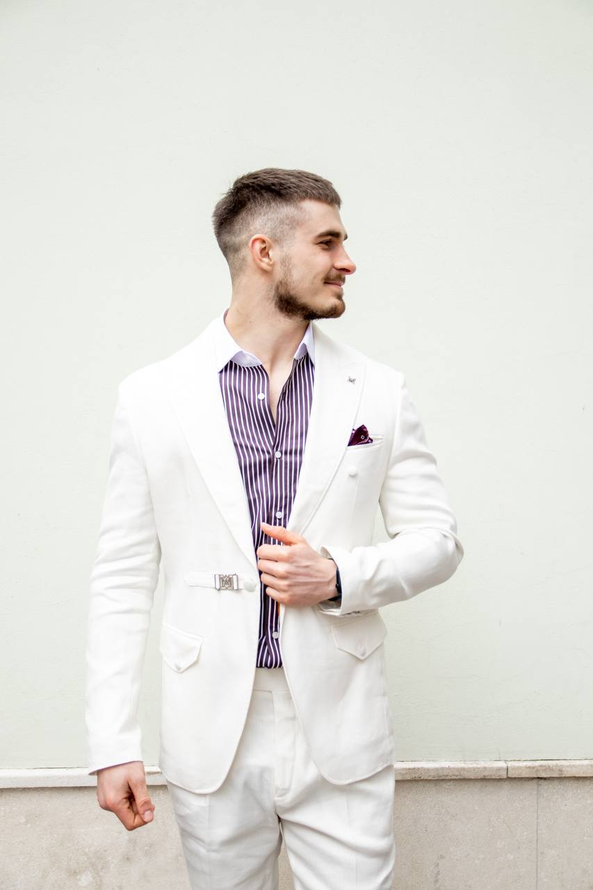 Fashion 2 Piece Men's Suit Flat Peak Wedding Lapel (Blazer + Pants) mens event wear