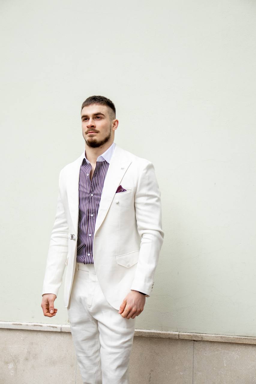 Fashion 2 Piece Men's Suit Flat Peak Wedding Lapel (Blazer + Pants) mens event wear