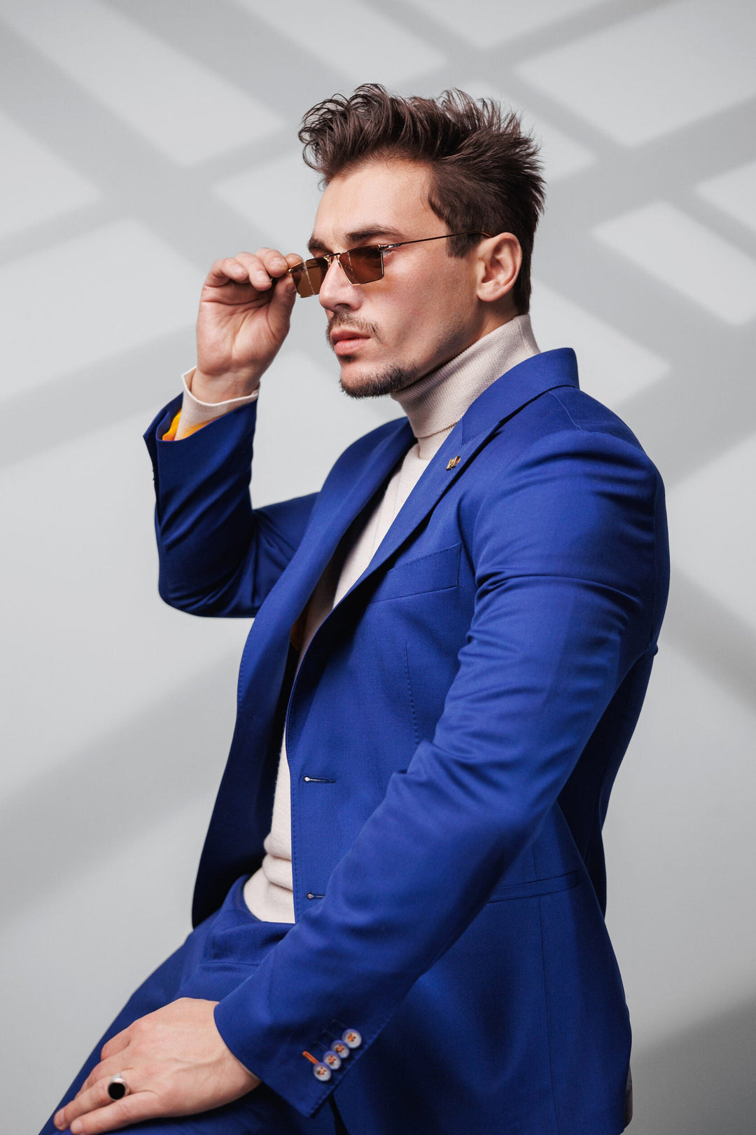 Fashion 2 Piece Men's Suit Flat Peak Wedding Lapel (Blazer + Pants) mens event wear