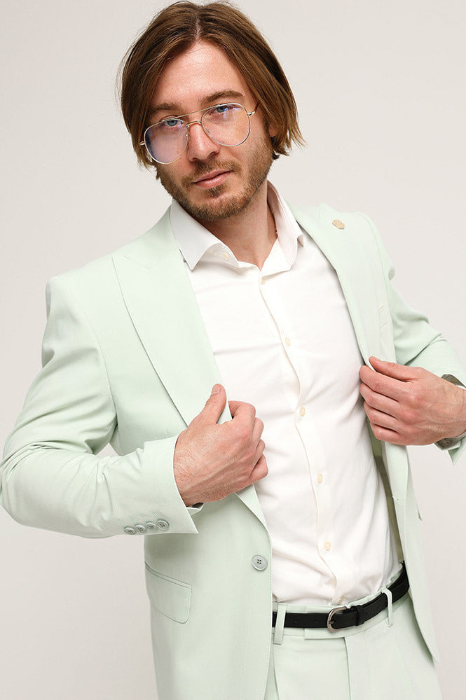 Fashion 2 Piece Men's Suit Flat Peak Wedding Lapel (Blazer + Pants) mens event wear