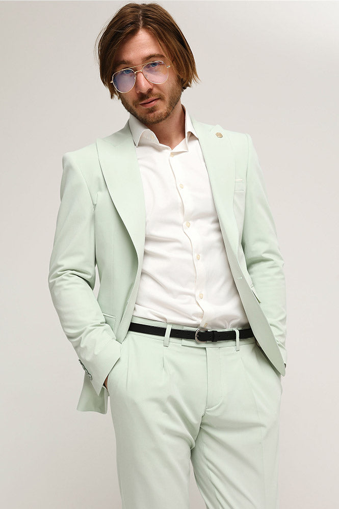 Fashion 2 Piece Men's Suit Flat Peak Wedding Lapel (Blazer + Pants) mens event wear