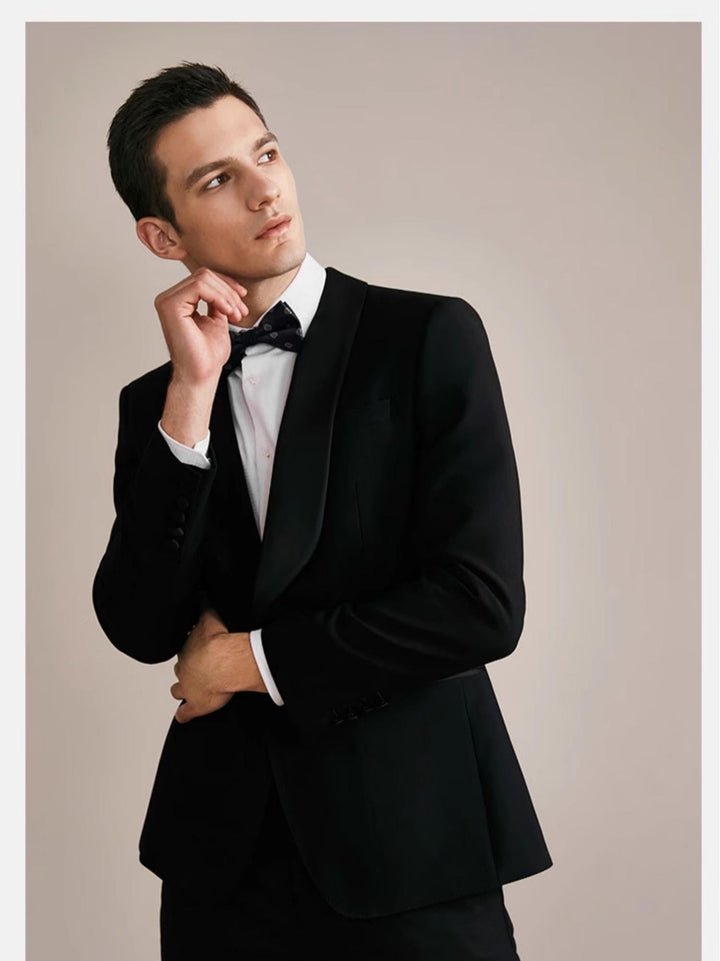 Fashion 2 Pieces Mens Patterned Suit Flat Shawl Lapel Tuxedos(Blazer+Pants) mens event wear