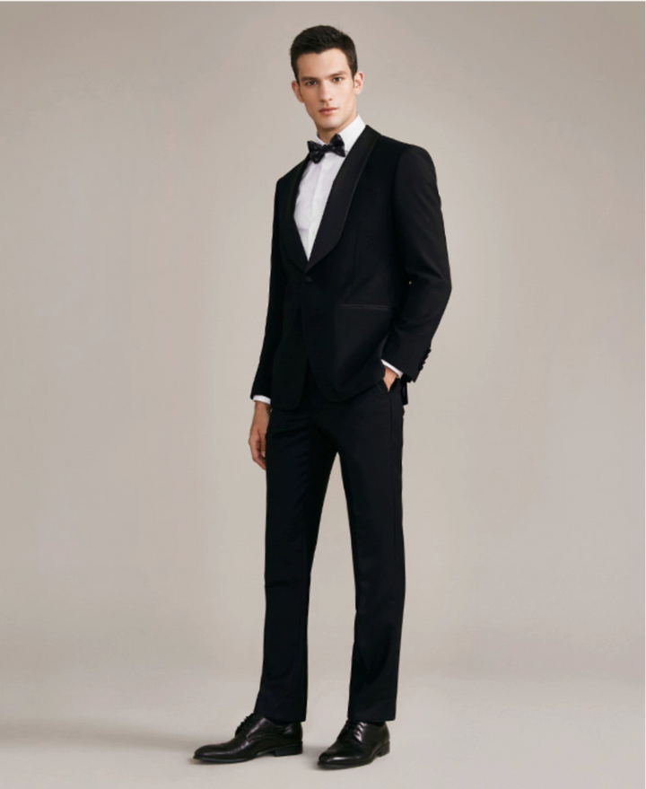 Fashion 2 Pieces Mens Patterned Suit Flat Shawl Lapel Tuxedos(Blazer+Pants) mens event wear
