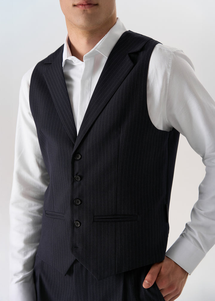 Fashion 2 Pieces Mens Stripe Suit Flat Notch Lapel Vest Suit For Wedding (Vest + Pants) mens event wear