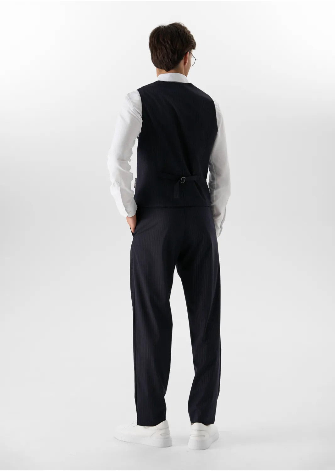 Fashion 2 Pieces Mens Stripe Suit Flat Notch Lapel Vest Suit For Wedding (Vest + Pants) mens event wear