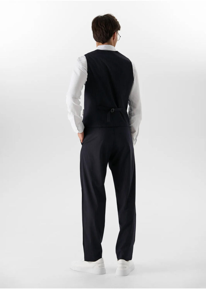 Fashion 2 Pieces Mens Stripe Suit Flat Notch Lapel Vest Suit For Wedding (Vest + Pants) mens event wear