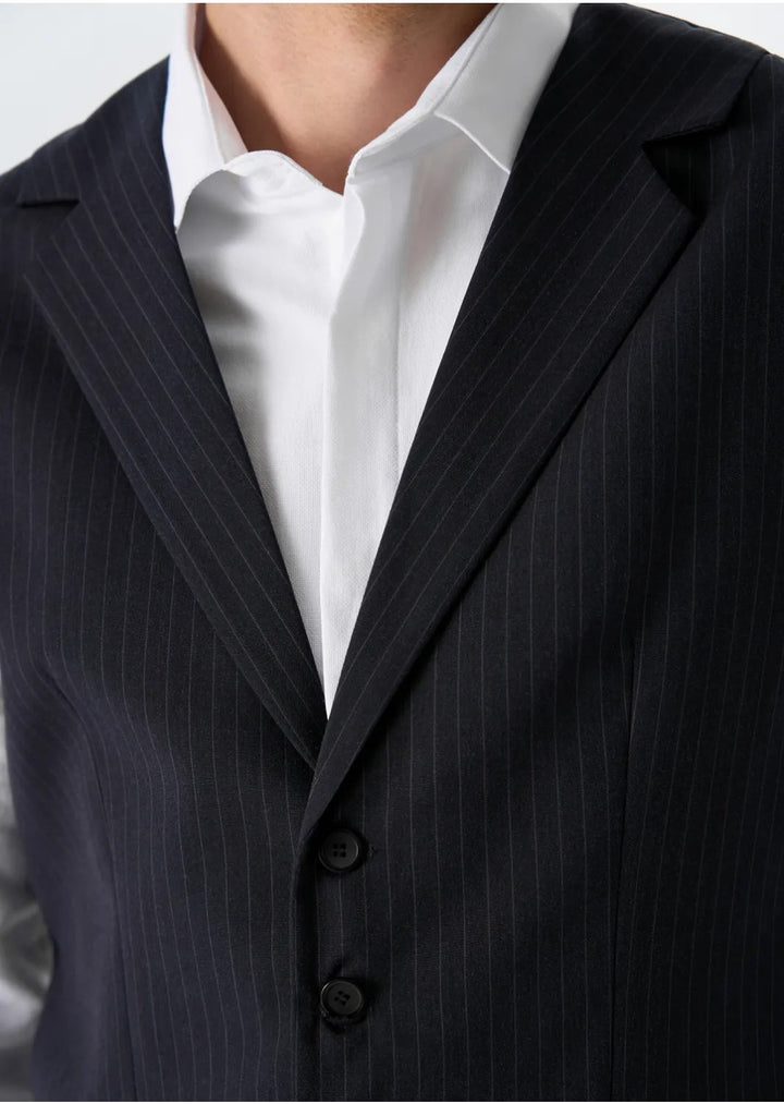 Fashion 2 Pieces Mens Stripe Suit Flat Notch Lapel Vest Suit For Wedding (Vest + Pants) mens event wear