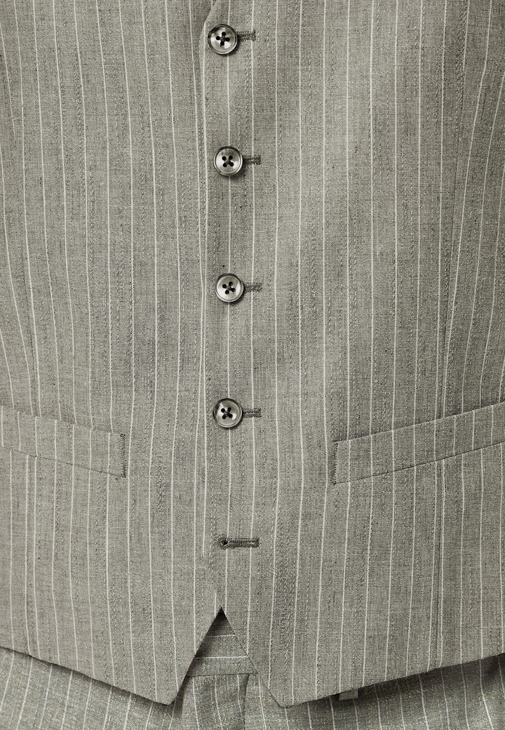 Fashion 2 Pieces Mens Stripe Suit Flat V-Neck Vest Suit For Wedding (Vest + Pants) mens event wear