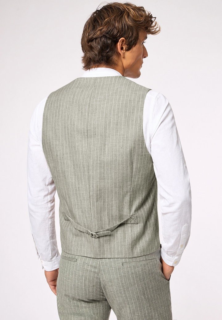 Fashion 2 Pieces Mens Stripe Suit Flat V-Neck Vest Suit For Wedding (Vest + Pants) mens event wear