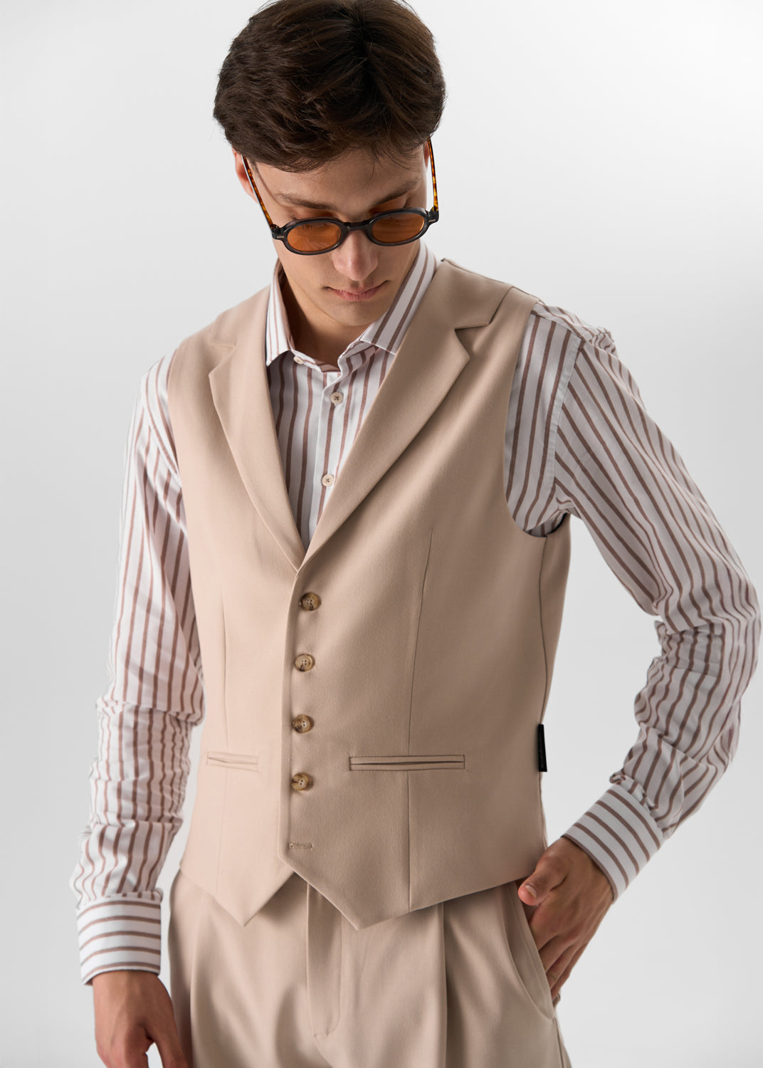 Fashion 2 Pieces Mens Suit Flat Notch Lapel Vest Suit For Wedding (Vest + Pants) mens event wear