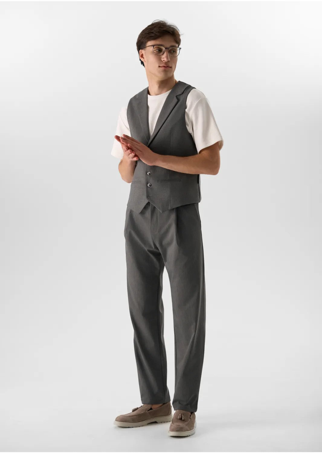 Fashion 2 Pieces Mens Suit Flat Notch Lapel Vest Suit For Wedding (Vest + Pants) mens event wear