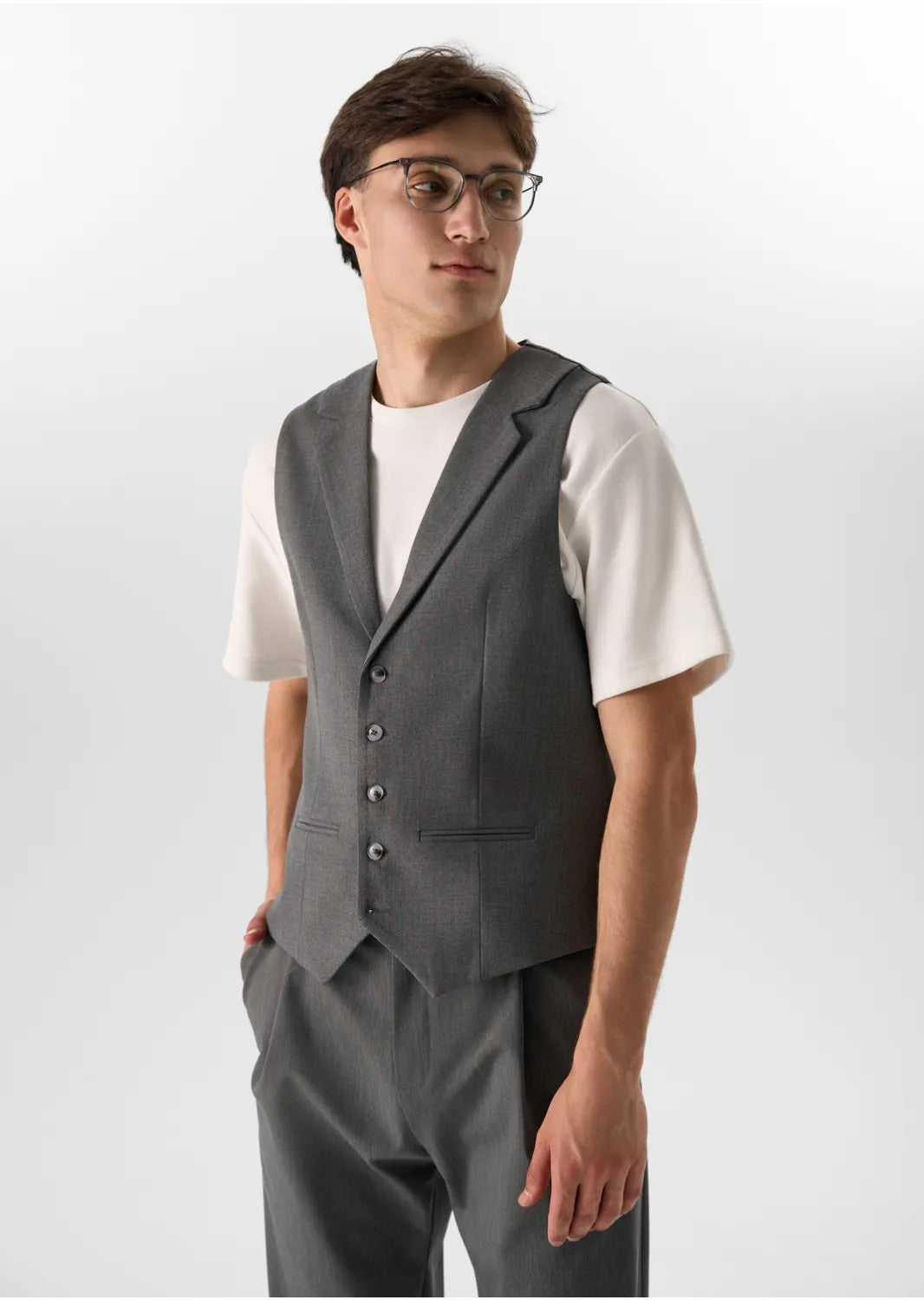 Fashion 2 Pieces Mens Suit Flat Notch Lapel Vest Suit For Wedding (Vest + Pants) mens event wear