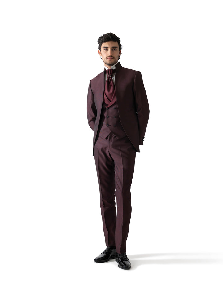 Fashion 3 Piece Men's Slim Fit Solid Color Stand Collar Wedding Suit (Blazer+vest+Pants) mens event wear