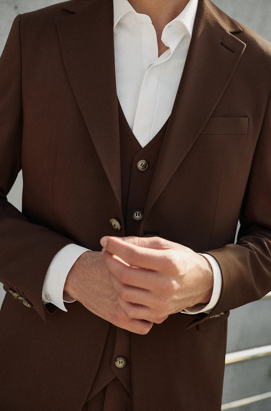 Fashion 3 Pieces Mens Suit Flat Notch Lapel Tuxedos (Blazer+vest+Pants) mens event wear